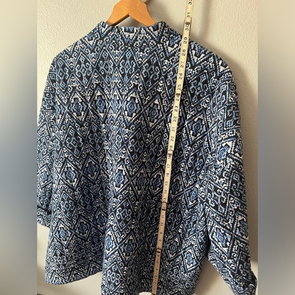 ✨SOLD✨ J Jill Pure Jill Quilted Square-Sleeve Blue Geometric Jacket Size 3X - Picture 13 of 13